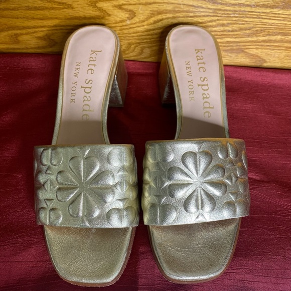 Kate Spade Gold Heeled Mules - Picture 8 of 12